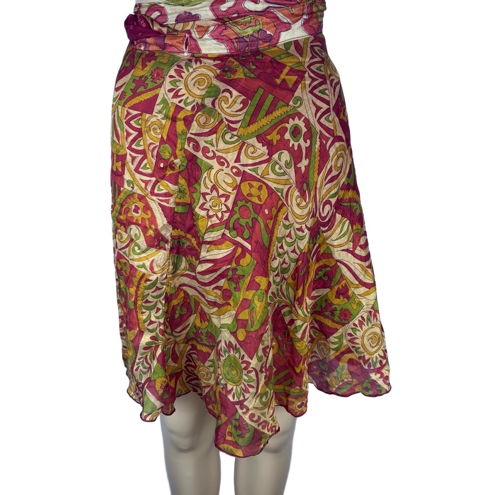 FORTUNE COOKIE CO Skirt Womens Size S Multicolor Wrap Asymmetrical Silk Paisley